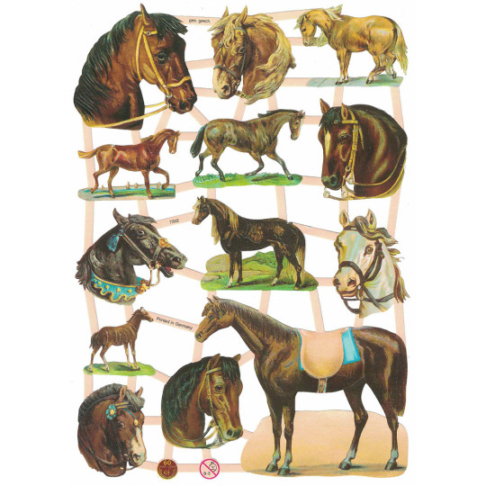 Mixed Horses with Bridles Scraps ~ Germany